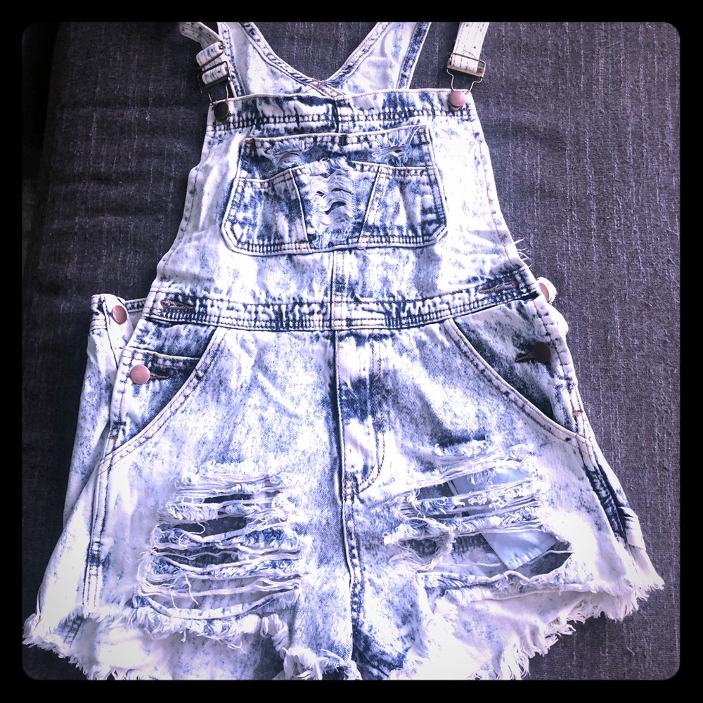 White washed overalls